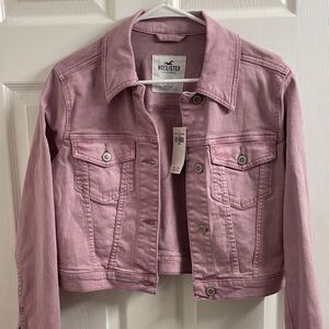 NWT Hollister Women's Cropped Lilac 98% Cotton Boxy Jean Jacket Size Small